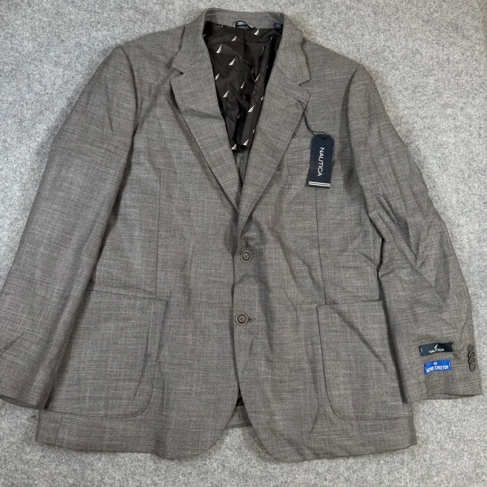 Nautica Mens Modern Fit Active Stretch Blazer Jacket Gray 48R NC656 JENSEN